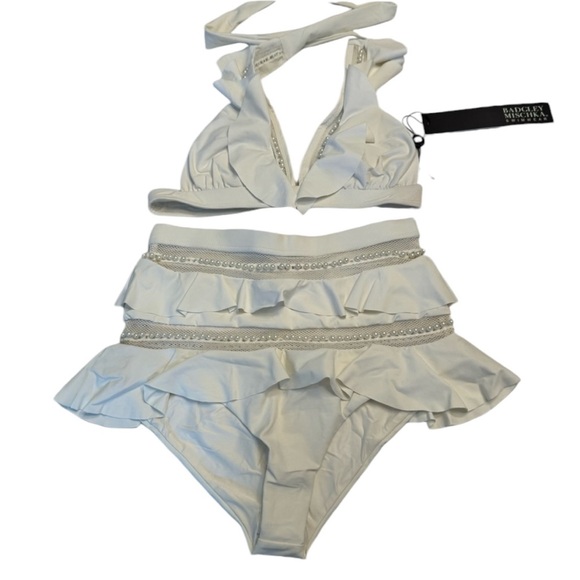 Badgley Mischka Other - Badgley Mischka Highwaisted pearl bikini set